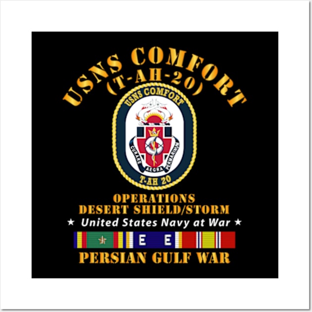 USNS Comfort -T-AH-20 - Gulf War w Ship Ribbons Wall Art by twix123844